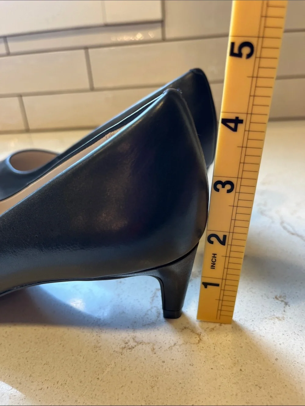 Cole Haan Black Leather Pointed-Toe Kitten Heels
